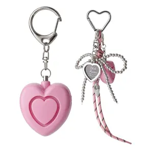 Pink Panic Alarm Keychain – 130dB Heart Safety Charm with Photo Locket for Women Girls