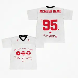 Bangtan Custom Member Name and Number Football Jersey, Army Airiang World Tour White Design with Member Names & Stars, Perfect Gift for K-pop Lovers