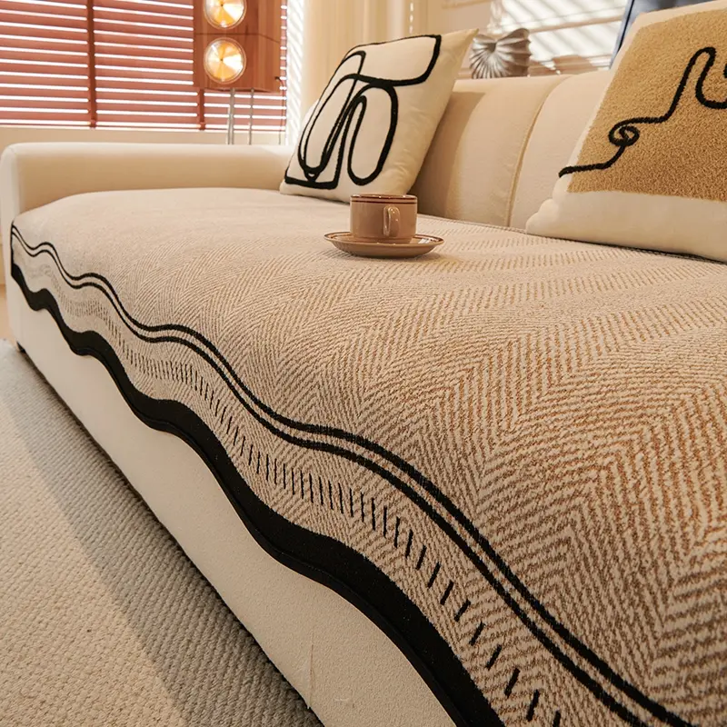 Premium shaped sofa cover, Couch Cover, 1 Count Non-Slip Cushion, Soft and skin friendly chenille material, Suitable for living rooms, bedrooms, and offices, 100% polyester fiber, Machine washable, Suitable for single to four person sofas