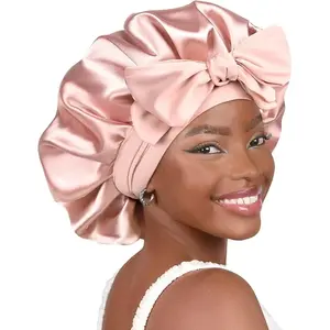 Women's Adjustable Satin Bonnet - Silky Haircare Cap, Double Layer Elastic Smooth Hair Wrap for Reducing Friction, Preventing Frizz in Natural Curly Hair