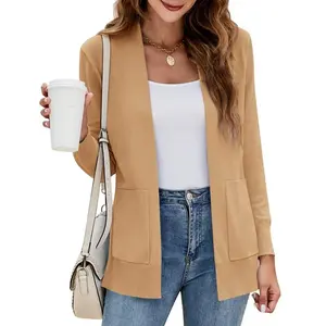 Womens Cardigan Sweater Long Sleeve Open Front Knit Cardigan Sweater with Pockets