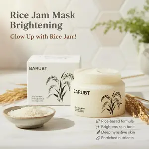 2PCS Rice Jam Mask Rice Brightening & Hydrating Wash-Off Face & Body Mask Gentle Exfoliating, Glow & Smooth Skin Care Lightweight Moisturizing Radiant Sensitive Skin 250ml