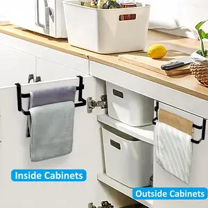 Double-Layer Kitchen Towel Rack, Steel Cabinet Door Towel Rod, Bathroom Dual-Towel Holder, Fits Handkerchiefs/dishcloths/towels, Shower Door Hook