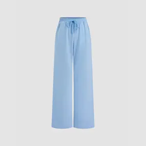 Cider [11 colors, size 0-10] High Elastic Waist Solid Wide Leg Trousers