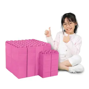 BiggoBlocks Jumbo Durable Plastic Building Blocks - 48-PC Single-Color Pink Set, Ages 3-8 Indoor/Outdoor Stacking Game Toy