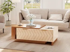 Free Shipping Extendable Wooden Coffee Table, Expandable Rectangular Living Room Table, Modern Farmhouse Center Table