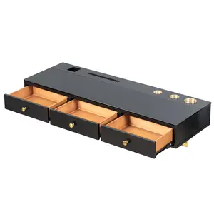 GO 47" Floating Shelf with Drawer Multi-Purpose Wall-Mounted Vanity Table for Bedroom Bathroom Hairdressers Black Finish