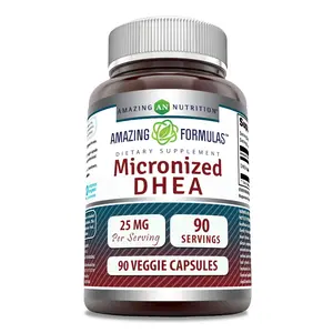 Amazing Formulas Micronized DHEA Supplement | 25 Mg per Serving | 90 Veggie Capsules | Non-GMO | Gluten-Free | Made in USA