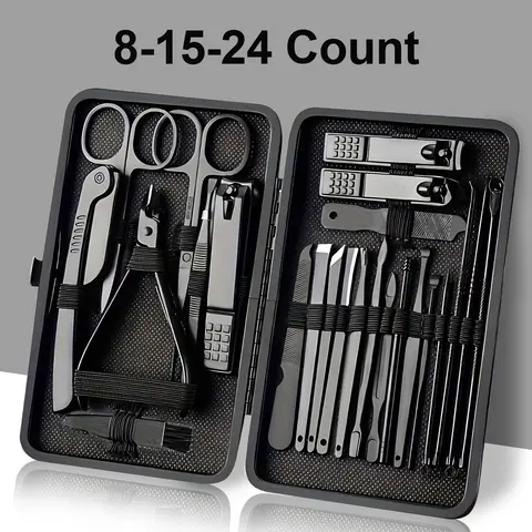 8/15/24Pcs Professional Nail Clipper Set with Storage Case, Portable Manicure Pedicure Kit for Home & Travel, Nail Care Tool, Birthday Gift, Trimmer, Nail Tools