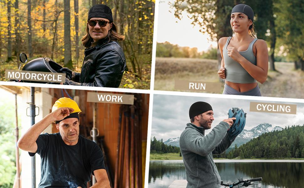 Skull Cap Helmet Liner Beanie with Cooling Mesh Fabric for Cycling and Running, Fits Comfortably Under Helmets for Men and Women