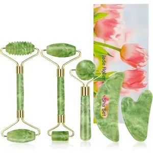 Jade Roller and Gua Sha Set,Gua Sha Facial Tools,Face Roller,Jade Roller for Face,Guasha Tools for Face,Self Care Kit for Men Women