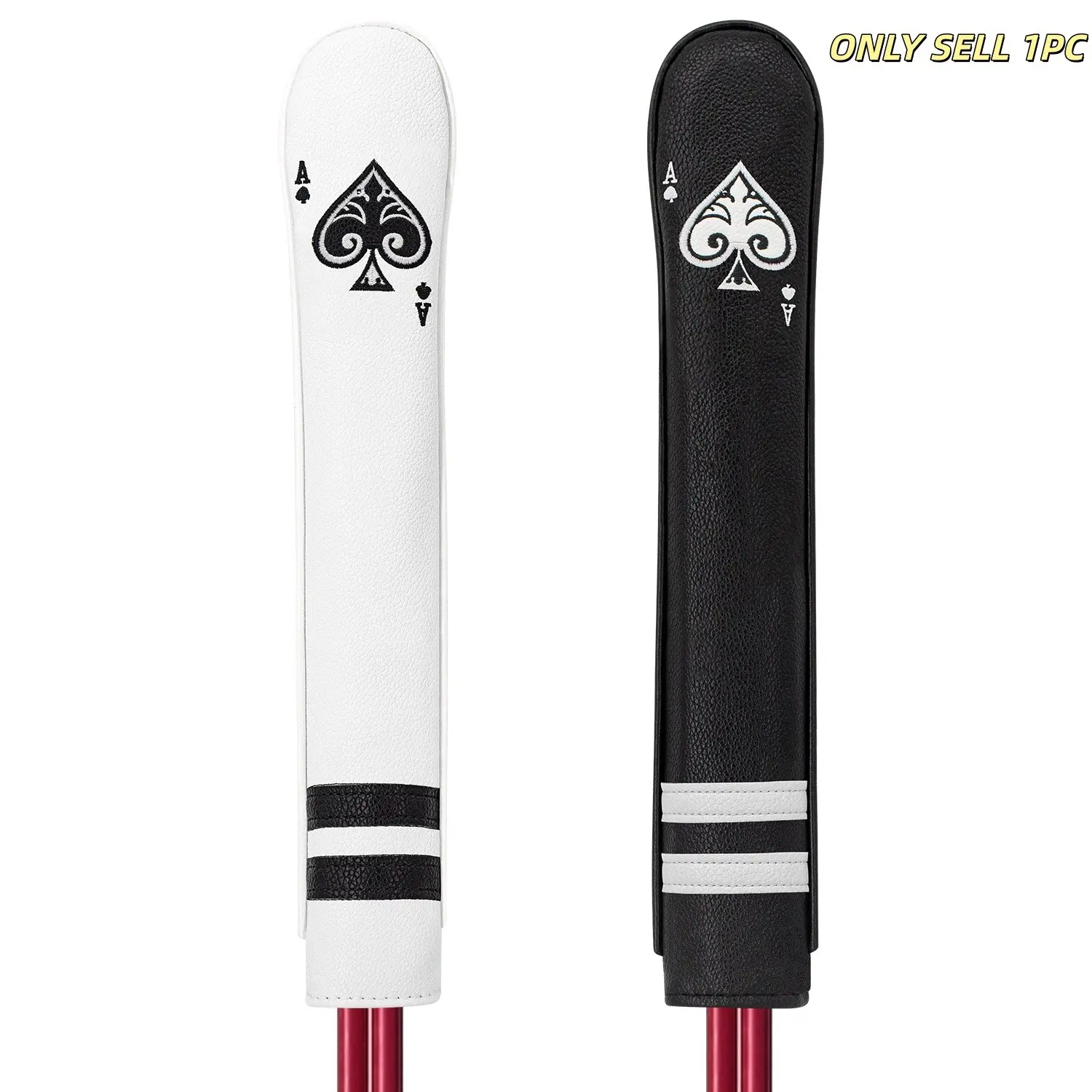 Spade Golf Club Head Cover, Stylish Golf Alignment Stick, Durable Golf Accessories, Ideal for Daily Practice, Tournaments, Casual Travel, Golf Equipment, Golf Gear