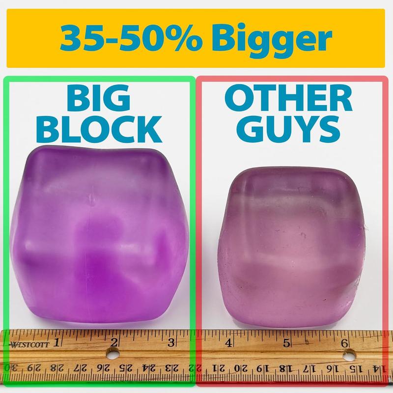 Premium Big Block Squeez'M Cube – 35% Larger Squishy Toy for Kids & Adults – Sensory Fidget for Stress Relief, Focus & Play – Colorful, Durable - Giftable for Unique Holiday, Birthday & Office Gift – Focus & Fun – US Brand & Instant Replace Policy, 3+