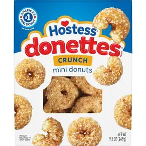 Hostess Crunch Donettes Mini Donuts – Crispy Bite-Sized Snacks, 9.5 oz Bag