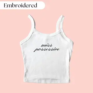 Miss Possessive Tank Top Embroidered, Possessive Embroidered Tank Top, Custom Tank Top, Custom Embroidered Tank Top, Y2K Tank Top, Concert Tank Top