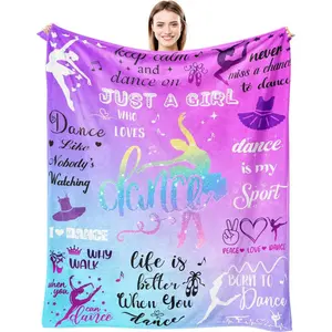 Dance Gifts for Girls Dancer Blanket Soft Flannel Dancers Merch Throw Blanket for Dance Lovers Team Dancing Gifts Stuff 50"x40", Printed on One Side with a Plain White Back, Halloween Thanksgiving Christmas Gift