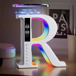Wireless R Shape Speaker with Atmosphere Light, Clock Alarm Charger, Multiple Lighting Effects, Ideal Gift for Friends and Family, Multifunctional Wireless Speaker