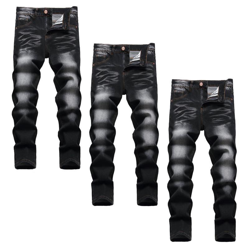 JUNBAOSS Men's Multi Pack Slim Fit Stretch Jeans Ripped Skinny Jeans for Men, Distressed Straight Leg Fashion Casual Popular Chic Comfort Flex Waist Denim Pants, Menswear Classic Street Style Cotton Fabric Jean Natural Hipster Personalized Stylish Jeans O