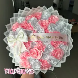 Eternal Ribbon Rose Ramo Handmade Forever Flower Bouquet Ramo de Rosas Artificiales Eternas Preserved Romantic Gift for Her Wedding Quinc