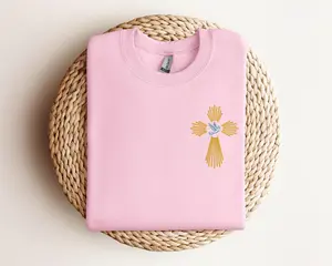 Embroidered Christian Cross Baptism, He is Risen Shirt, Christian Easter Shirt, Religious Sweatshirt, Embroidered Easter Shirt, Easter Gift