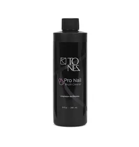 Tones Pro Nail Brush Cleaner 8 fl oz Gentle Cleanser for Acrylic Polish Removes Residues & Conditions Bristles Made in USA.