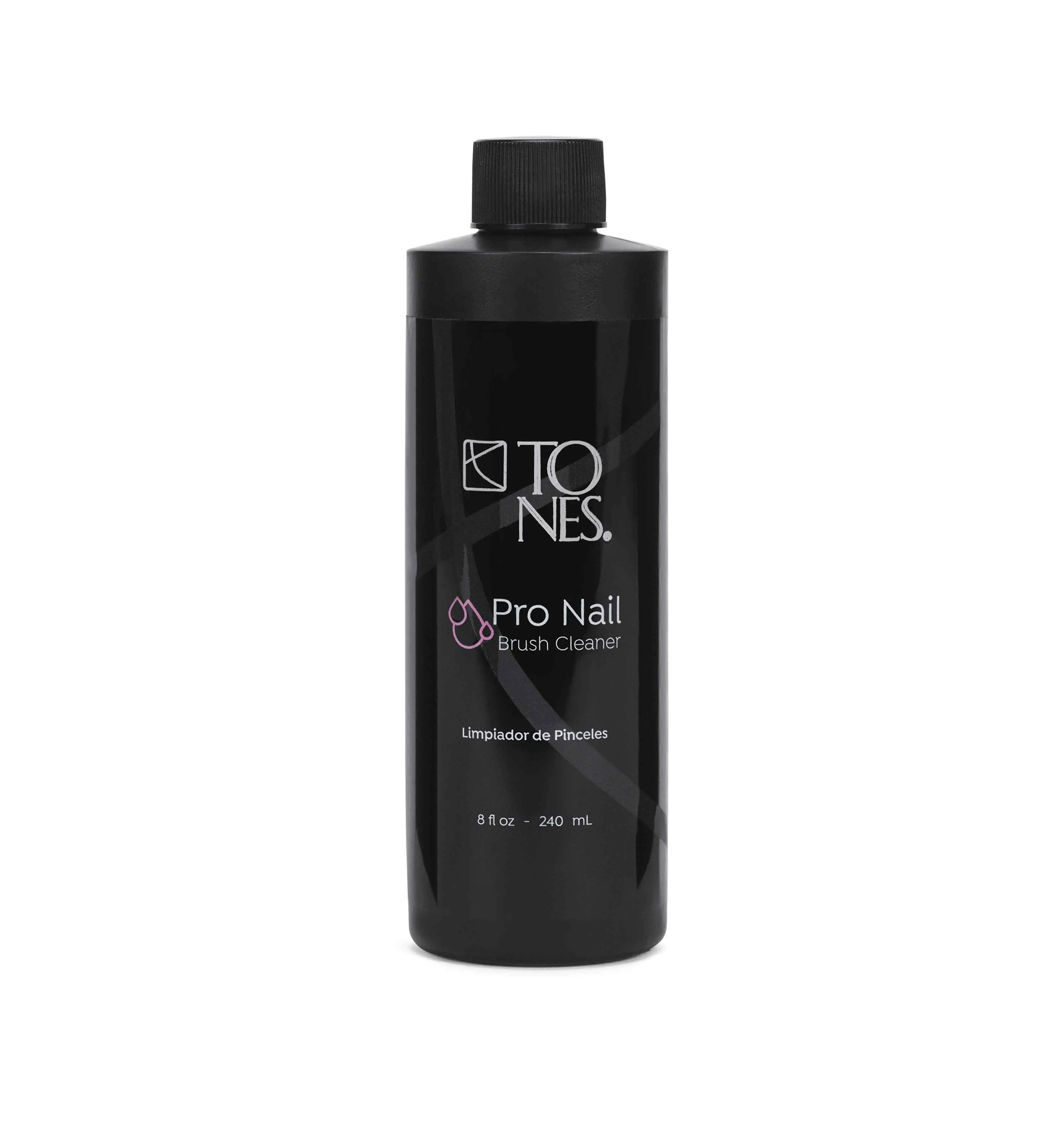 Tones Pro Nail Brush Cleaner 8 fl oz Gentle Cleanser for Acrylic Polish Removes Residues & Conditions Bristles Made in USA.