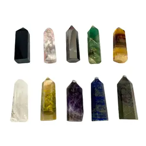 Any 5 Counts Set Different Material Crystal Wands Set Tiger Eyes Pink Opal Hematite Green Fluorite Yellow Fluorite Clear Quartz From IG Crystal