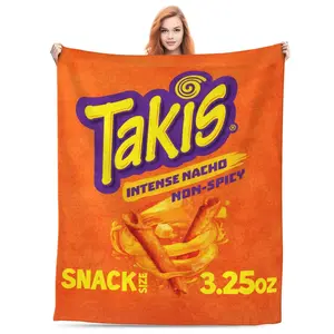 Takis Fuego Soft Flannel Blanket, Winter Warmth for Home Office Travel Camping, Lightweight Printed Blanket, Ideal Gift for Holidays