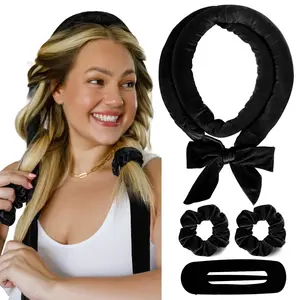 overnight curl heatless, hair curler, Heatless Sleeping Hair Care Set, easy hair，heatless curls rods Haircare H2-Blush Pink Styler