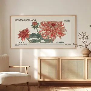 Megata Morikaga Inspired Poster | Panoramic Wall Art | Japanese Wall Art | Floral Print | Gallery Wall Art Print | Japandi Style Home Decor