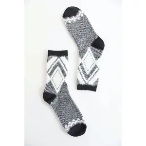 Faux Mohair Diamond Pattern Socks