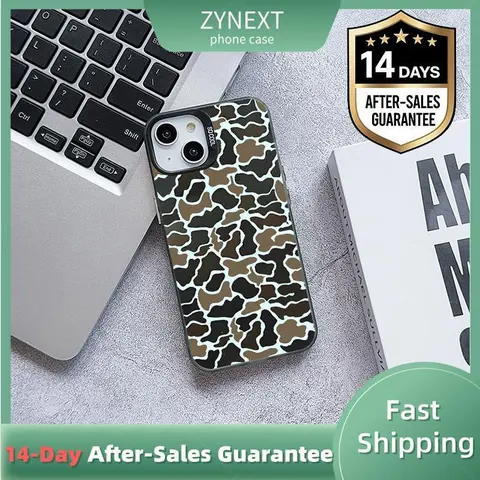 Vintage Camo Hard PC Back Phone Case - Shockproof, MagSafe Magnetic, Rugged TPU Bumper, Plastic Cover with Oil-Resist Matte, Dust-Proof Flip Design for iPhone 11/12/13/14(2 lens)/15/16 Pro Max Plus (193-31)
