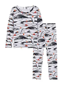 Boys' Halloween Mummy Spider Print Pajama Set, Long Sleeve Loose-Fit Sleepwear, Spring & Fall Thin Fabric, Comfortable Home, Funny Pajamas, Pajama Outfit
