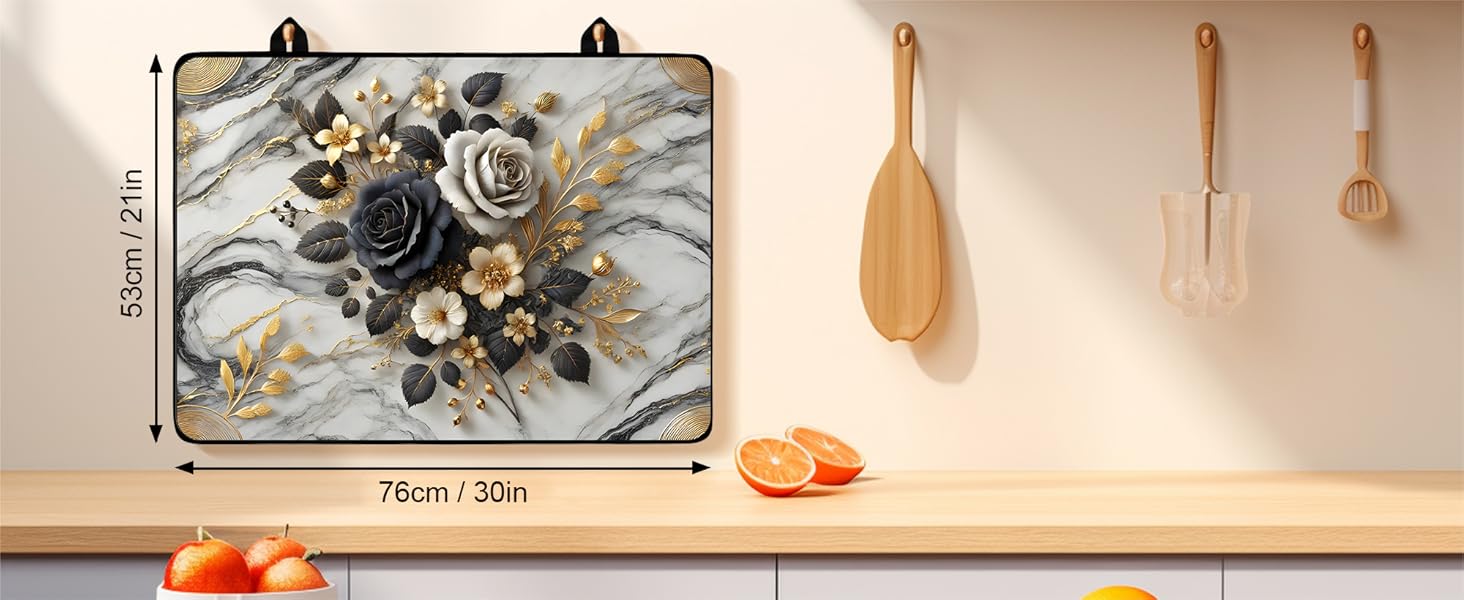 JOYFINITY Heat-Resistant Glass Stove Top Cover with Anti-Slip Rubber Coating – Electric Stove Protector, Scratch-Resistant, Expands Counter Space, Stylish Kitchen Decor (Rose, 28.4*20.5 in)