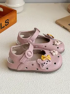 Girls' Cartoon Cat Flower Sandals, Soft Sole Anti-Slip, Velcro Closure, Sweet Style, Princess Shoes for Summer Daily/first Steps