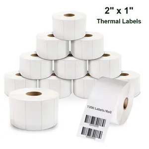 SJPACK 12 Rolls 2" x 1" Direct Thermal Labels, 1300 Self-Adhesive Barcode Labels Per Roll,Compatible with Rollo, Zebra Label Printers