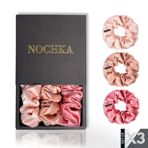 NOCHKA 100% Pure Mulberry Skinny Silk Scrunchie Set of 3 for Luxurious Hair Care - Made in USA - Premium Frizz Prevention Scrunchie for All Hair Types