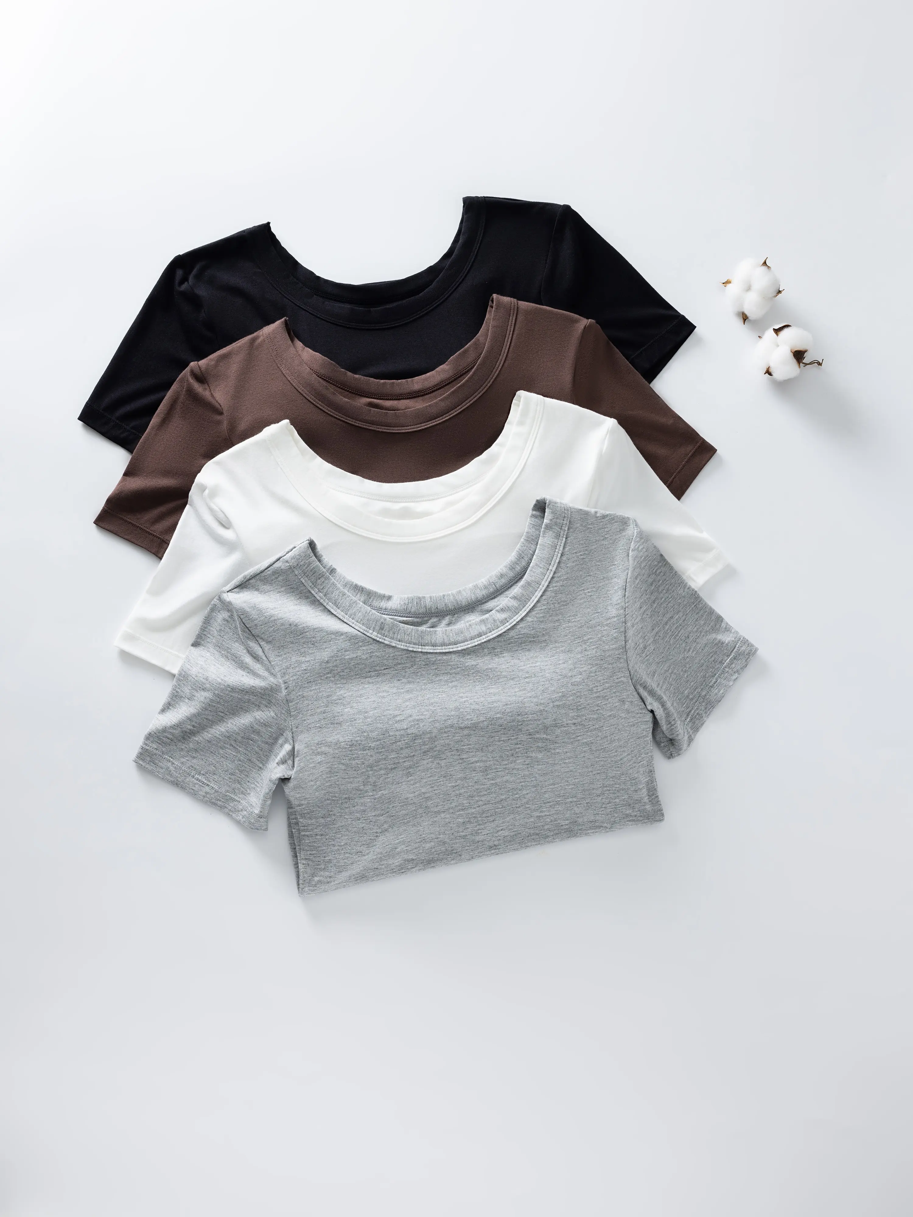 EssElegance Bra T-Shirt | Short Sleeve Crew Neck Tank Top with Shelf Bra | Wireless Supportive Slim Fit Tee | Buttery Soft Bra-Free Basic Top | Minimalist Clean Girl Aesthetic Sculpting Tee | Breathable Summer Essential Undershirt Multi-Color