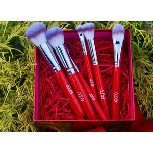 The FIRST Delta Sigma Theta® Crimson & Cream Makeup Brush Set & Bag