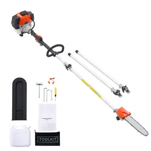 Gas Pole Saw, 43CC 2 Stroke Gas Powered Pole Saws with 10 in Cutting Bar, Cordless Tree Trimmer with 30 fl.oz Fuel Tank, 6.8 to 11.7 ft Extendable, Powerful Chainsaw for Tree Trimming Pruning