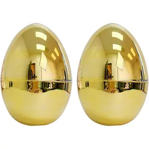 Jumbo Easter Eggs - 10" Tall x 7" Wide Extra Large Empty Plastic Eggs - Perfect Kids & Adult Party Toys for Gift Baskets or Egg Hunt Decor - 2 Piece, Gold