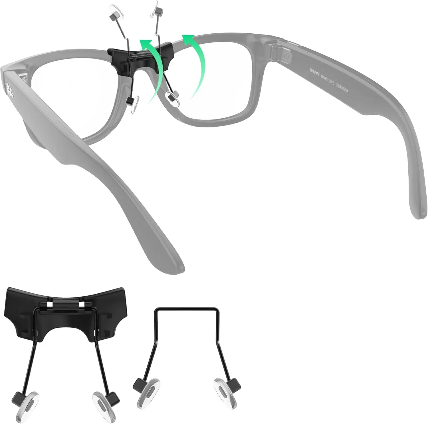 HIBLOKS Metal Eyeglass Nose Pads & Sunglasses Holder Clip - Alloy Frame, Clip-On Design, Adjustable Fit, Anti-Slipping Rechargeable Daily Accessory for Meta Wayfarer & Gen 2 (RW4006/RW4012 Regular 50-22) Smart Glasses, Bridge Of Glasses, Everyday