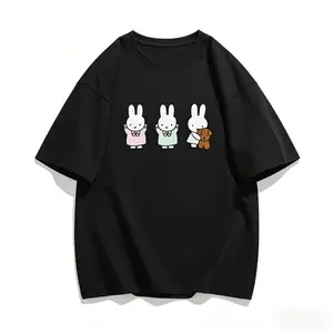Womens Graphic Tees Summer Cute Miffy Rabbit Print Short Sleeve Cotton Casual T Shirts Tops