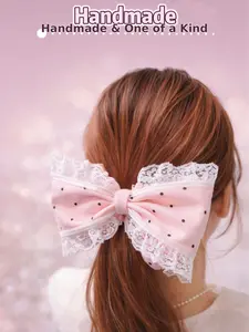 Handmade One-of-a-Kind Bow Scrunchie | Fabric Lace Hair Tie | Unique Hair Accessory | Bridesmaid Wrist Corsage
