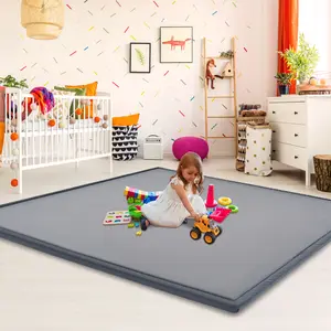 【Summervibes】Lilypelle Floor Mattress - 1.4" Thick Memory Foam Rug, Playpen Tummy Time Mat, Soft Velvet Nursery Rug, Large Padded Crawling Mat, Cushioned Pads