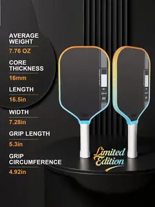 Fourth Generation Perseus Pro Iv Pickleball Paddle, Limited Edition T700 Carbon Fiber Blade, PP Honeycomb Core, 16mm Edge Reinforcement