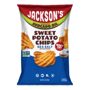 Wavy Sea Salt Sweet Potato Chips in Avocado Oil 5oz (Pack of 8) - Allergen-friendly, Gluten Free, Peanut Free, Vegan - Shark Tank Product