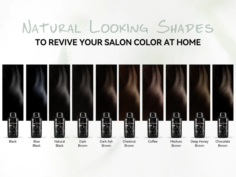 Limer 6-in-1 Multicolor Hair Dye Shampoo - 460ml Herbal, Ammonia-Free, Semi-Permanent, No Bleach Formula with Black Currant Leaf Extract for Adults, Anti-Aging Gray Hair Coverage, 48-Hour Patch Test Required At-Home Haircare