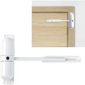 Automatic Door Closer, Safety Spring Door Closers - Easy to Install to Convert Hinged Doors to Self-Closing - Diecast Construction-White
