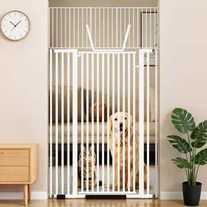 71" Extra Tall Cat Gate for Doorway, 30-41" Wide Auto Close Pet Gate with Extension Kits, No Drilling Pressure Mounted Dog Gate for Stairs, Doorways, Kitchen, Hallway
